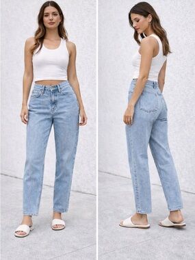 Denim Forum The Gia High Rise Carrot Jeans Light Wash Size 26 Aritzia